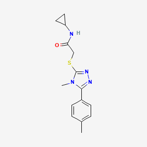 molecular formula C15H18N4OS B5375258 N-cyclopropyl-2-{[4-methyl-5-(4-methylphenyl)-4H-1,2,4-triazol-3-yl]sulfanyl}acetamide 