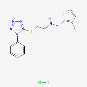 molecular formula C15H18ClN5S2 B5375444 N-[(3-methylthiophen-2-yl)methyl]-2-(1-phenyltetrazol-5-yl)sulfanylethanamine;hydrochloride 