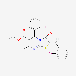 molecular formula C23H18F2N2O3S B5375451 ethyl (2Z)-5-(2-fluorophenyl)-2-[(2-fluorophenyl)methylidene]-7-methyl-3-oxo-5H-[1,3]thiazolo[3,2-a]pyrimidine-6-carboxylate 