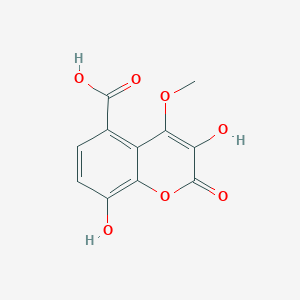 molecular formula C11H8O7 B053756 3,8-Dihydroxy-4-methoxy-2-oxochromene-5-carboxylic acid CAS No. 125124-66-5