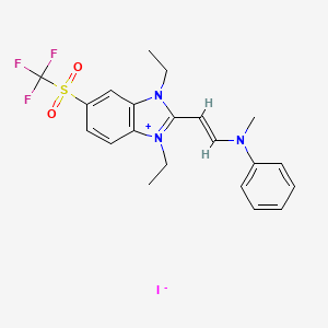 molecular formula C21H23F3IN3O2S B5376026 N-[(E)-2-[1,3-diethyl-5-(trifluoromethylsulfonyl)benzimidazol-1-ium-2-yl]ethenyl]-N-methylaniline;iodide 