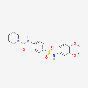 molecular formula C20H23N3O5S B5376145 N-[4-(2,3-dihydro-1,4-benzodioxin-6-ylsulfamoyl)phenyl]piperidine-1-carboxamide 