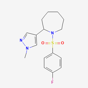 molecular formula C16H20FN3O2S B5376252 1-[(4-fluorophenyl)sulfonyl]-2-(1-methyl-1H-pyrazol-4-yl)azepane 