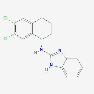 molecular formula C17H15Cl2N3 B537627 (1H-Benzoimidazol-2-yl)-(6,7-dichloro-1,2,3,4-tetrahydronaphthalen-1-yl)amine 