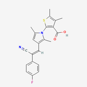 molecular formula C22H19FN2O2S B5376529 2-[3-[(Z)-2-cyano-2-(4-fluorophenyl)ethenyl]-2,5-dimethylpyrrol-1-yl]-4,5-dimethylthiophene-3-carboxylic acid 
