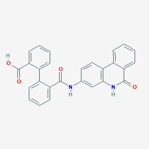 molecular formula C27H18N2O4 B537674 2'-[(6-Oxo-5,6-Dihydrophenanthridin-3-Yl)carbamoyl][1,1'-Biphenyl]-2-Carboxylic Acid 