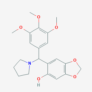 molecular formula C21H25NO6 B537721 6-(1-Pyrrolidinyl(3,4,5-trimethoxyphenyl)methyl)-1,3-benzodioxol-5-ol CAS No. 116409-29-1