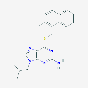 molecular formula C21H23N5S B537730 9-isobutyl-6-(((2-methyl-1-naphthyl)methyl)thio)-9H-purin-2-amine 