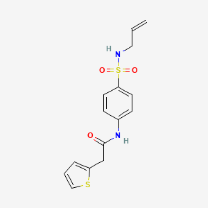 molecular formula C15H16N2O3S2 B5377394 N-{4-[(PROP-2-EN-1-YL)SULFAMOYL]PHENYL}-2-(THIOPHEN-2-YL)ACETAMIDE 