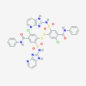 molecular formula C38H26Cl2N10O6S4 B537761 2-chloro-4-[[5-chloro-2-(1H-imidazo[4,5-b]pyridin-2-ylsulfamoyl)-4-(phenylcarbamoyl)phenyl]disulfanyl]-5-(1H-imidazo[4,5-b]pyridin-2-ylsulfamoyl)-N-phenyl-benzamide 