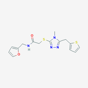 molecular formula C15H16N4O2S2 B5377616 N-(2-FURYLMETHYL)-2-{[4-METHYL-5-(2-THIENYLMETHYL)-4H-1,2,4-TRIAZOL-3-YL]SULFANYL}ACETAMIDE 