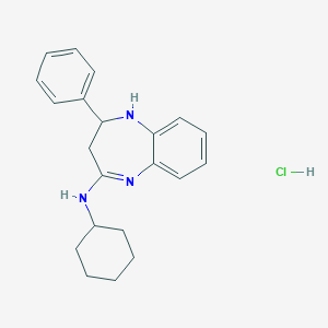 molecular formula C21H26ClN3 B537762 N-cyclohexyl-2-phenyl-2,3-dihydro-1H-1,5-benzodiazepin-4-amine;hydrochloride 