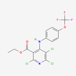 molecular formula C15H10Cl3F3N2O3 B5377797 Ethyl 2,5,6-trichloro-4-{[4-(trifluoromethoxy)phenyl]amino}pyridine-3-carboxylate 