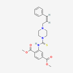 molecular formula C24H27N3O4S B5378221 dimethyl 2-[({4-[(2Z)-3-phenylprop-2-en-1-yl]piperazin-1-yl}carbonothioyl)amino]benzene-1,4-dicarboxylate 