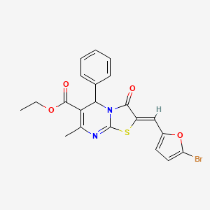molecular formula C21H17BrN2O4S B5378565 ethyl (2Z)-2-[(5-bromofuran-2-yl)methylidene]-7-methyl-3-oxo-5-phenyl-5H-[1,3]thiazolo[3,2-a]pyrimidine-6-carboxylate 