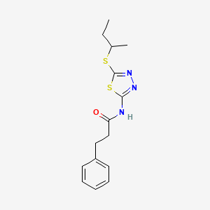 molecular formula C15H19N3OS2 B5378653 N-[5-(butan-2-ylsulfanyl)-1,3,4-thiadiazol-2-yl]-3-phenylpropanamide 