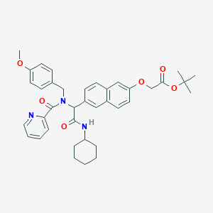 molecular formula C38H43N3O6 B537883 Tert-butyl 2-[6-[2-(cyclohexylamino)-1-[(4-methoxyphenyl)methyl-(pyridine-2-carbonyl)amino]-2-oxoethyl]naphthalen-2-yl]oxyacetate 