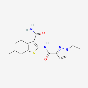 molecular formula C16H20N4O2S B5378995 N-(3-carbamoyl-6-methyl-4,5,6,7-tetrahydro-1-benzothiophen-2-yl)-1-ethyl-1H-pyrazole-3-carboxamide 