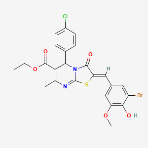 molecular formula C24H20BrClN2O5S B5379656 Ethyl (2Z)-2-[(3-bromo-4-hydroxy-5-methoxyphenyl)methylidene]-5-(4-chlorophenyl)-7-methyl-3-oxo-2H,3H,5H-[1,3]thiazolo[3,2-A]pyrimidine-6-carboxylate 