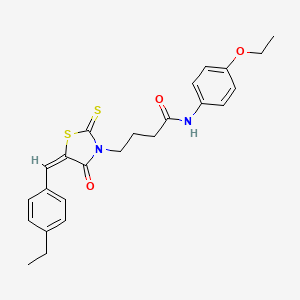 molecular formula C24H26N2O3S2 B5380381 N-(4-ethoxyphenyl)-4-[(5E)-5-[(4-ethylphenyl)methylidene]-4-oxo-2-sulfanylidene-1,3-thiazolidin-3-yl]butanamide 