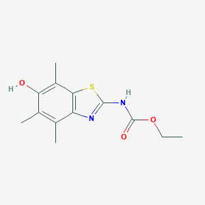 molecular formula C13H16N2O3S B053808 Ethyl (6-hydroxy-4,5,7-trimethyl-1,3-benzothiazol-2-yl)carbamate CAS No. 120164-71-8