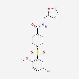 molecular formula C18H25ClN2O5S B5380846 1-(5-CHLORO-2-METHOXYBENZENESULFONYL)-N-[(OXOLAN-2-YL)METHYL]PIPERIDINE-4-CARBOXAMIDE 