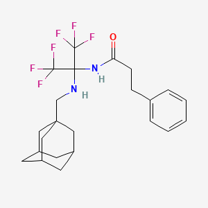 molecular formula C23H28F6N2O B5381017 N-(2-{[(ADAMANTAN-1-YL)METHYL]AMINO}-1,1,1,3,3,3-HEXAFLUOROPROPAN-2-YL)-3-PHENYLPROPANAMIDE 