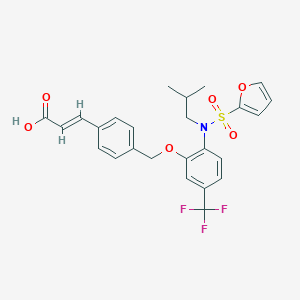 molecular formula C25H24F3NO6S B538136 (E)-3-[4-[[2-(furan-2-ylsulfonyl-(2-methylpropyl)amino)-5-(trifluoromethyl)phenoxy]methyl]phenyl]prop-2-enoic acid 