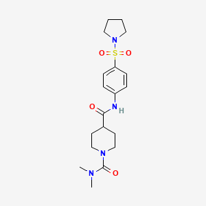 molecular formula C19H28N4O4S B5381493 N~1~,N~1~-dimethyl-N~4~-[4-(pyrrolidin-1-ylsulfonyl)phenyl]piperidine-1,4-dicarboxamide 