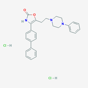 molecular formula C27H29Cl2N3O2 B053818 2(3H)-Oxazolone, 4-(1,1'-biphenyl-4-yl)-5-(2-(4-phenyl-1-piperazinyl)ethyl)-, dihydrochloride CAS No. 120944-30-1