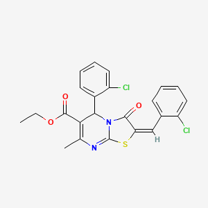 molecular formula C23H18Cl2N2O3S B5382165 ethyl (2E)-2-(2-chlorobenzylidene)-5-(2-chlorophenyl)-7-methyl-3-oxo-2,3-dihydro-5H-[1,3]thiazolo[3,2-a]pyrimidine-6-carboxylate 