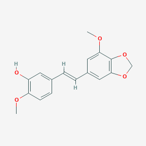 molecular formula C17H16O5 B053823 2-methoxy-5-[(E)-2-(7-methoxy-1,3-benzodioxol-5-yl)ethenyl]phenol CAS No. 111394-44-6