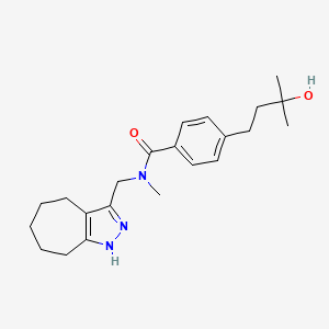 molecular formula C22H31N3O2 B5383608 N-(1,4,5,6,7,8-hexahydrocyclohepta[c]pyrazol-3-ylmethyl)-4-(3-hydroxy-3-methylbutyl)-N-methylbenzamide 