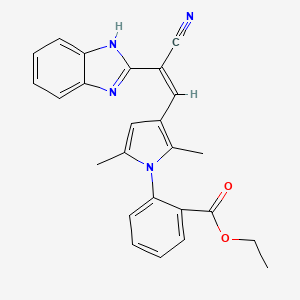 molecular formula C25H22N4O2 B5383624 ethyl 2-{3-[(Z)-2-(1H-benzimidazol-2-yl)-2-cyanoethenyl]-2,5-dimethyl-1H-pyrrol-1-yl}benzoate 