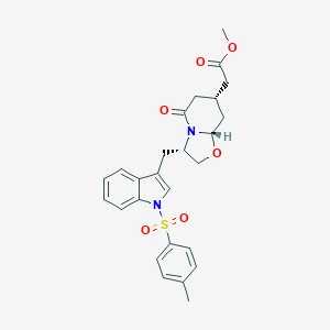 molecular formula C26H28N2O6S B538364 (3S,8abeta)-3alpha-(1-Tosyl-1H-indole-3-ylmethyl)-5-oxohexahydro-5H-oxazolo[3,2-a]pyridine-7alpha-acetic acid methyl ester 