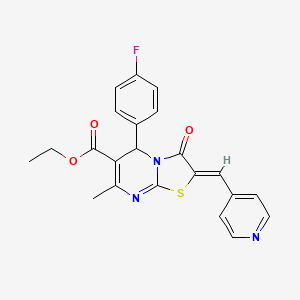 molecular formula C22H18FN3O3S B5383653 ethyl 5-(4-fluorophenyl)-7-methyl-3-oxo-2-(4-pyridinylmethylene)-2,3-dihydro-5H-[1,3]thiazolo[3,2-a]pyrimidine-6-carboxylate 