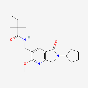 molecular formula C20H29N3O3 B5383663 N-[(6-cyclopentyl-2-methoxy-5-oxo-6,7-dihydro-5H-pyrrolo[3,4-b]pyridin-3-yl)methyl]-2,2-dimethylbutanamide 