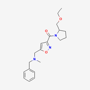 molecular formula C20H27N3O3 B5383821 N-benzyl-1-(3-{[2-(ethoxymethyl)pyrrolidin-1-yl]carbonyl}isoxazol-5-yl)-N-methylmethanamine 