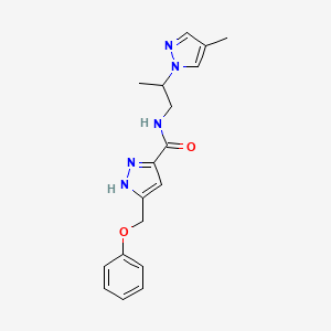 molecular formula C18H21N5O2 B5383889 N-[2-(4-methyl-1H-pyrazol-1-yl)propyl]-5-(phenoxymethyl)-1H-pyrazole-3-carboxamide 