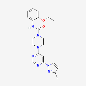 molecular formula C21H25N7O2 B5383909 N-(2-ethoxyphenyl)-4-[6-(3-methyl-1H-pyrazol-1-yl)-4-pyrimidinyl]-1-piperazinecarboxamide 