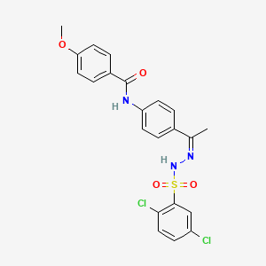 molecular formula C22H19Cl2N3O4S B5384470 N-(4-{N-[(2,5-dichlorophenyl)sulfonyl]ethanehydrazonoyl}phenyl)-4-methoxybenzamide 