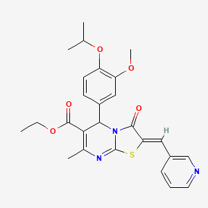 molecular formula C26H27N3O5S B5384650 ethyl 5-(4-isopropoxy-3-methoxyphenyl)-7-methyl-3-oxo-2-(3-pyridinylmethylene)-2,3-dihydro-5H-[1,3]thiazolo[3,2-a]pyrimidine-6-carboxylate 