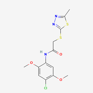 molecular formula C13H14ClN3O3S2 B5384902 N-(4-chloro-2,5-dimethoxyphenyl)-2-[(5-methyl-1,3,4-thiadiazol-2-yl)sulfanyl]acetamide 