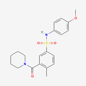 molecular formula C20H24N2O4S B5385556 N-(4-methoxyphenyl)-4-methyl-3-(piperidin-1-ylcarbonyl)benzenesulfonamide 
