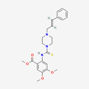 molecular formula C24H29N3O4S B5385676 methyl 4,5-dimethoxy-2-({[4-(3-phenyl-2-propen-1-yl)-1-piperazinyl]carbonothioyl}amino)benzoate 