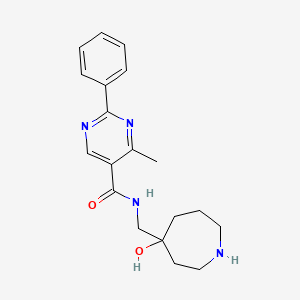 molecular formula C19H24N4O2 B5386467 N-[(4-hydroxy-4-azepanyl)methyl]-4-methyl-2-phenyl-5-pyrimidinecarboxamide 