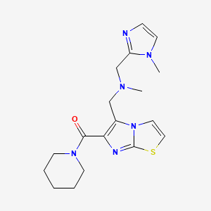 molecular formula C18H24N6OS B5387334 N-methyl-1-(1-methyl-1H-imidazol-2-yl)-N-{[6-(piperidin-1-ylcarbonyl)imidazo[2,1-b][1,3]thiazol-5-yl]methyl}methanamine 