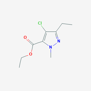 molecular formula C9H13ClN2O2 B053880 Ethyl 1-methyl-3-ethyl-4-chloro-5-pyrazolecarboxylate CAS No. 124800-34-6