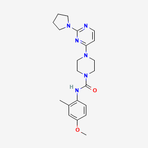 molecular formula C21H28N6O2 B5388108 N-(4-methoxy-2-methylphenyl)-4-[2-(1-pyrrolidinyl)-4-pyrimidinyl]-1-piperazinecarboxamide 