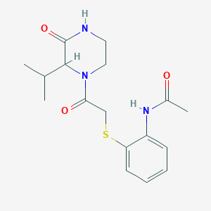 molecular formula C17H23N3O3S B5388240 N-(2-{[2-(2-isopropyl-3-oxopiperazin-1-yl)-2-oxoethyl]thio}phenyl)acetamide 